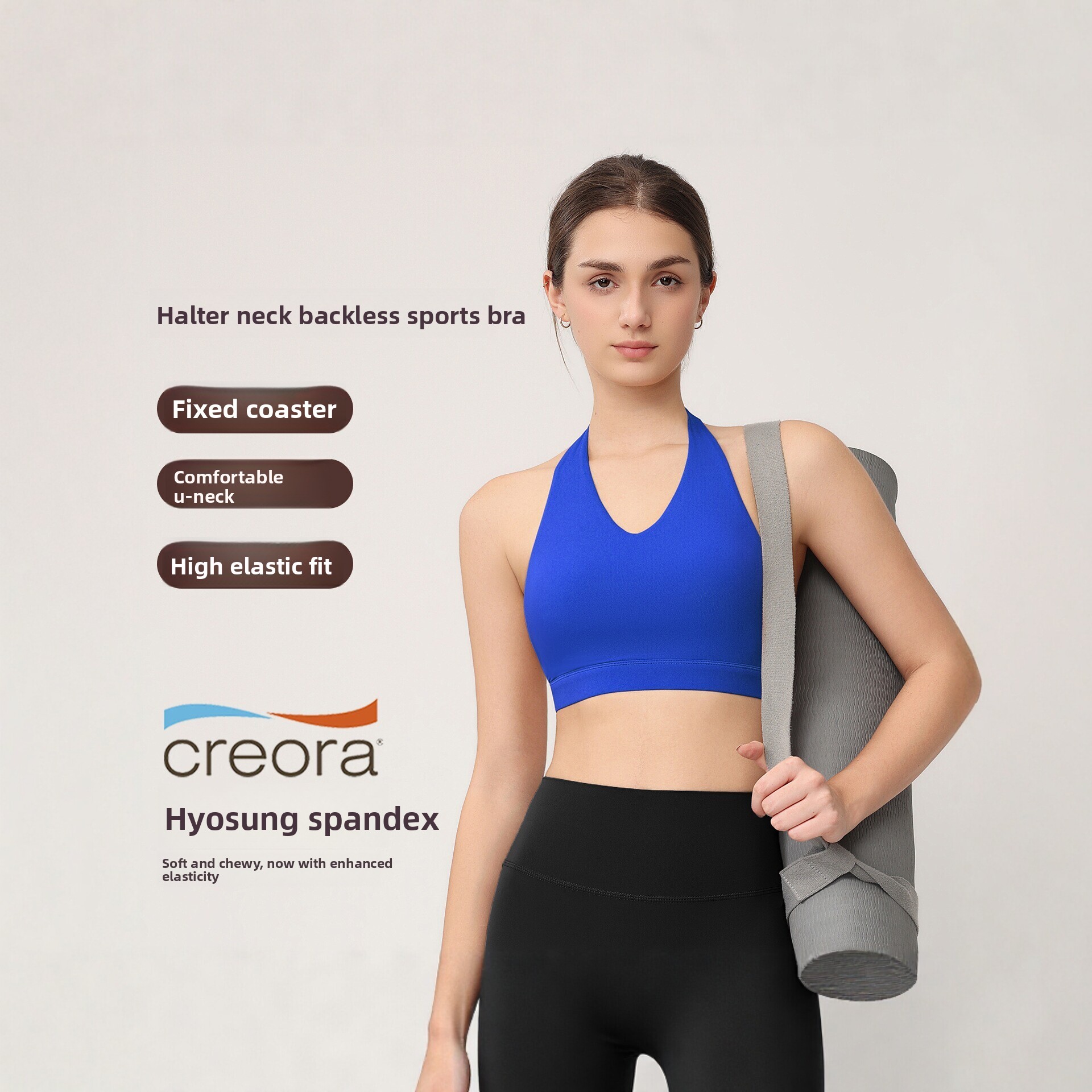 Yoga Fitness Matte - Женский спортивный топ-халтер с фиксированными чашками,
